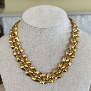 Vintage Monet Heavy Fancy Gold Tone Choker Chunky Necklace 95g